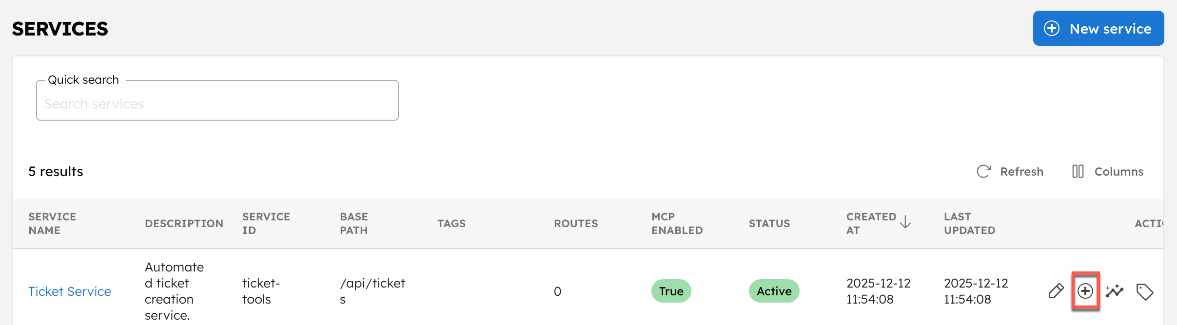 Adding route to ticket service