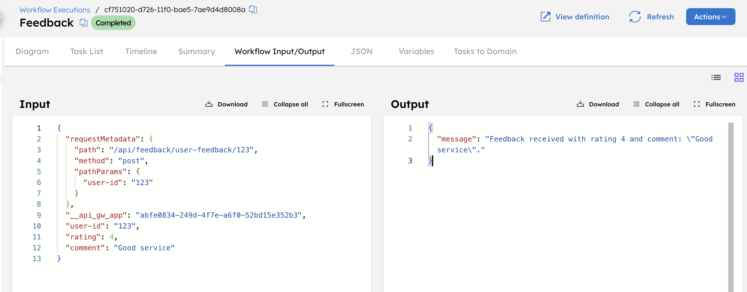 Feedback workflow execution in Conductor