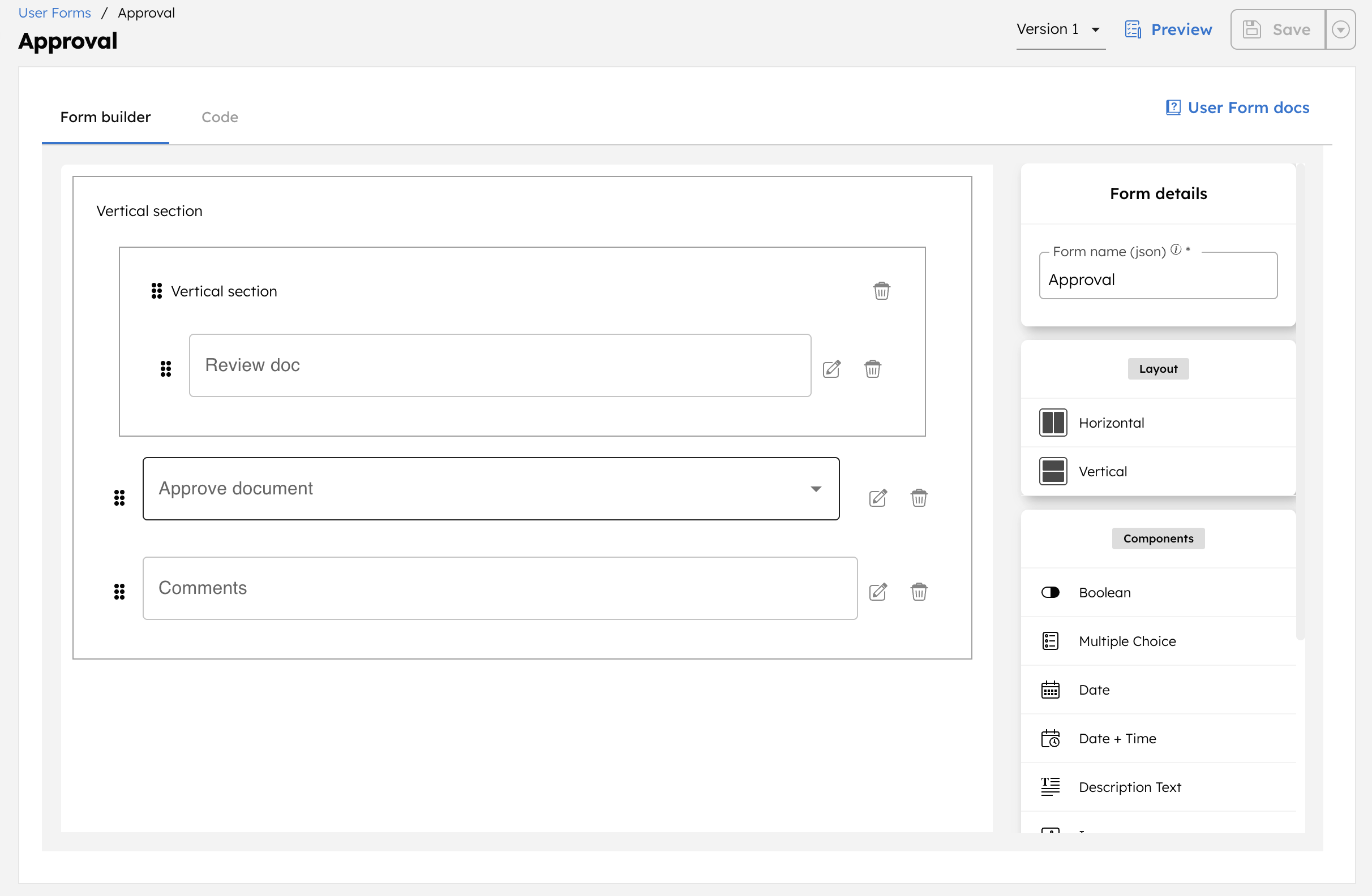 Doc approval user form in Orkes Conductor