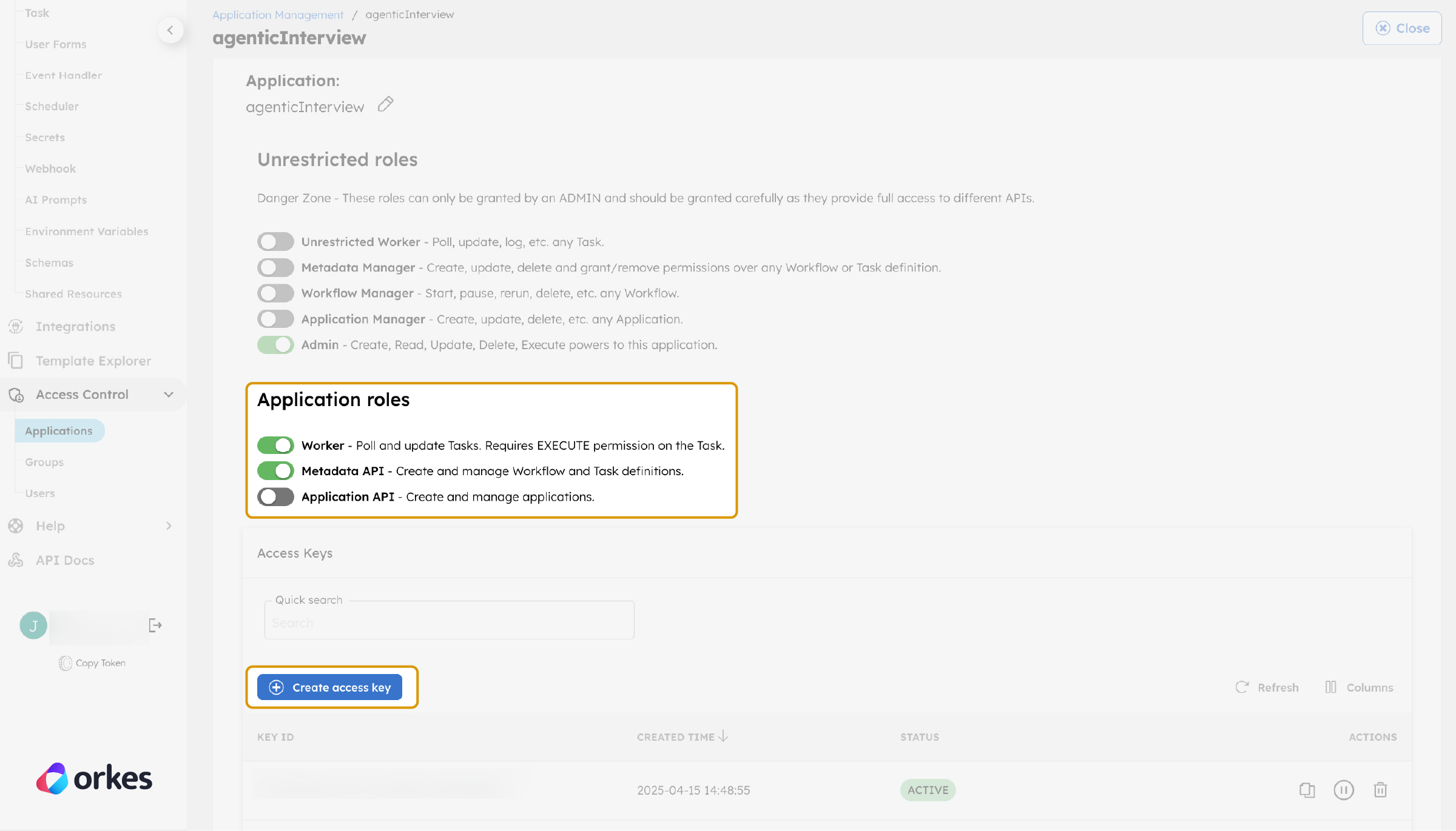 Generating access key and secret from Conductor