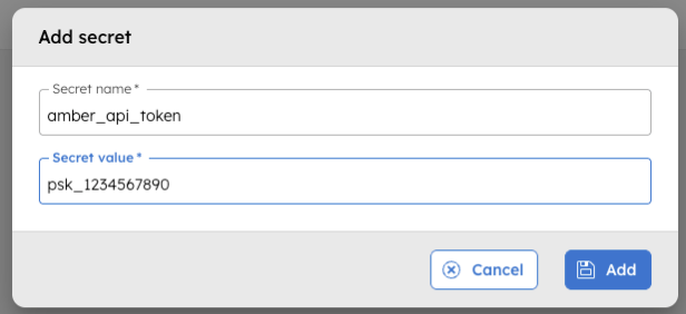 A screenshot of Conductor's secrets UI/adding a secret in Orkes Conductor
