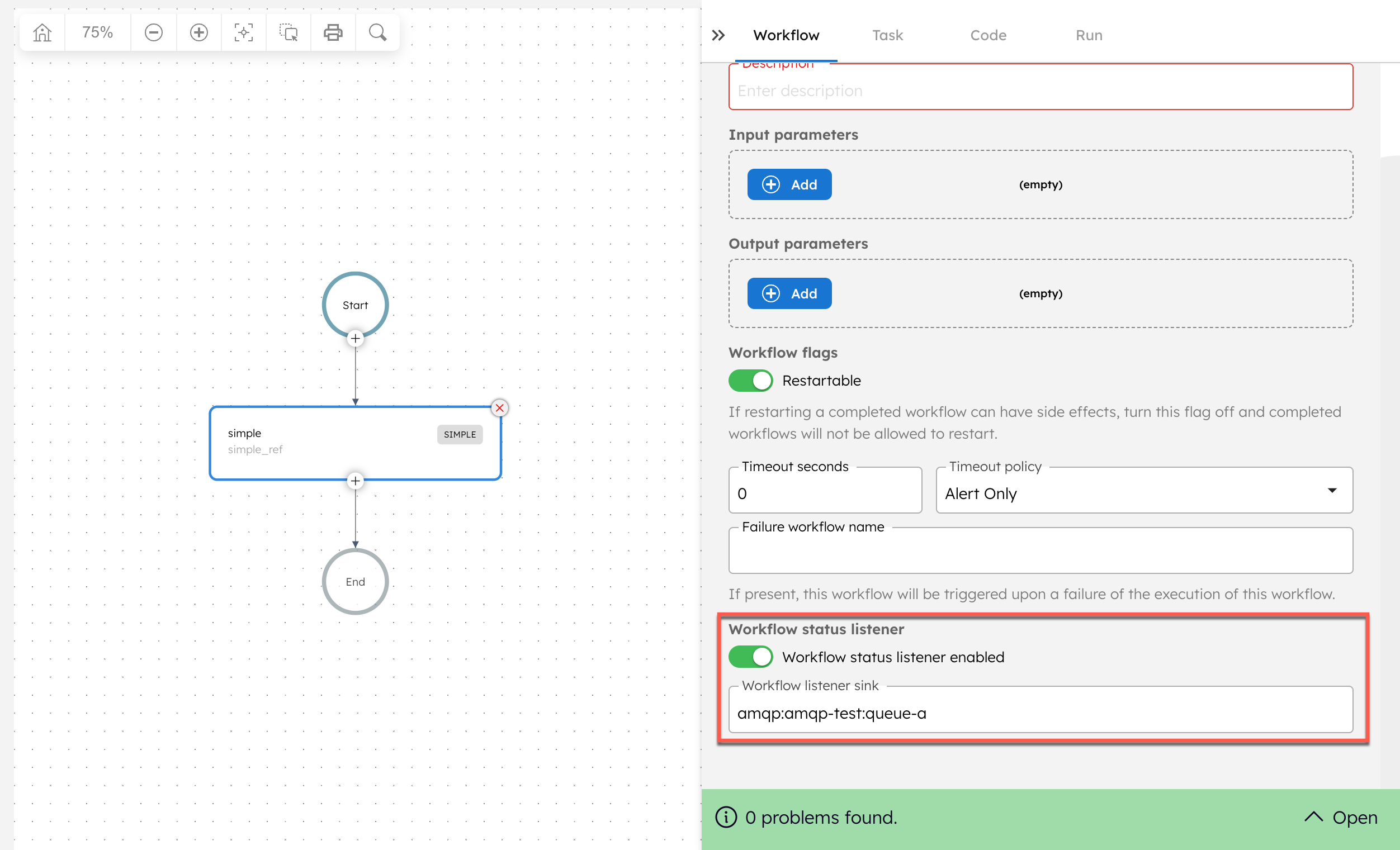 Enable workflow status listener from Conductor UI