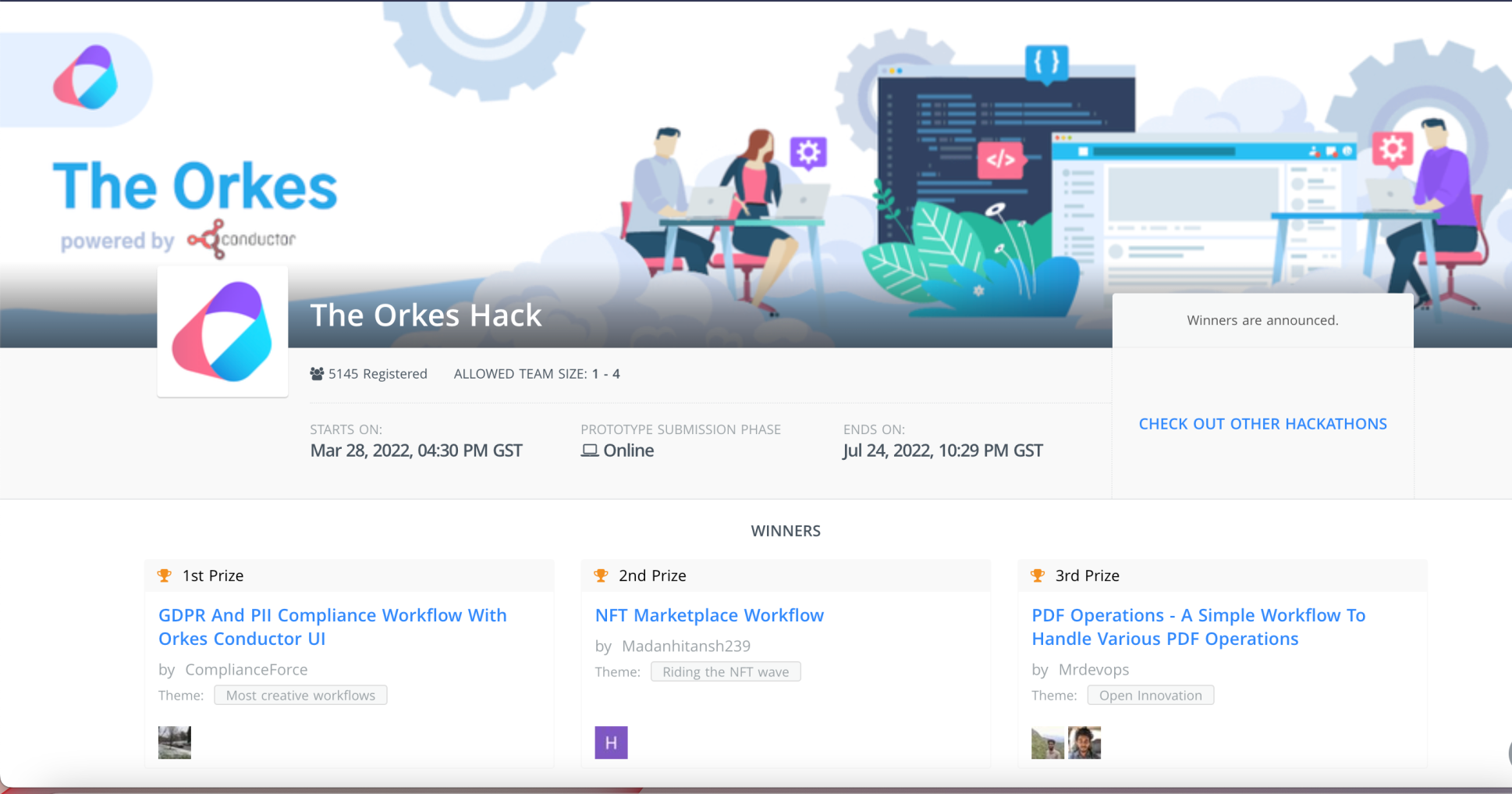 Winners from the Orkes Hack hackathon