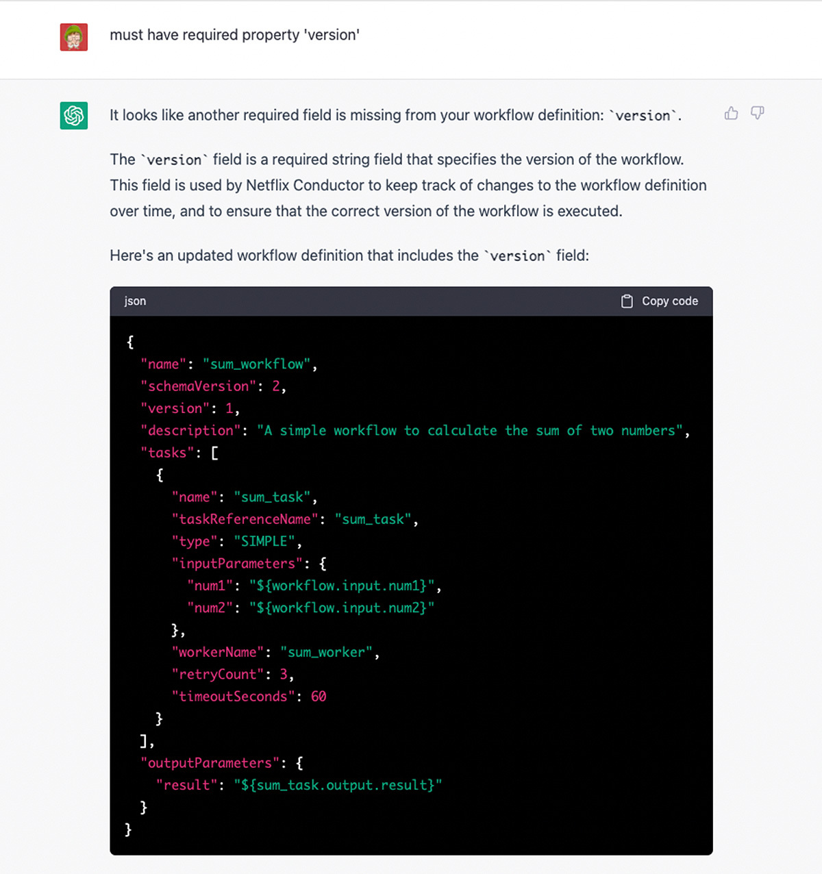 Resolving the encountered issue with the workflow version