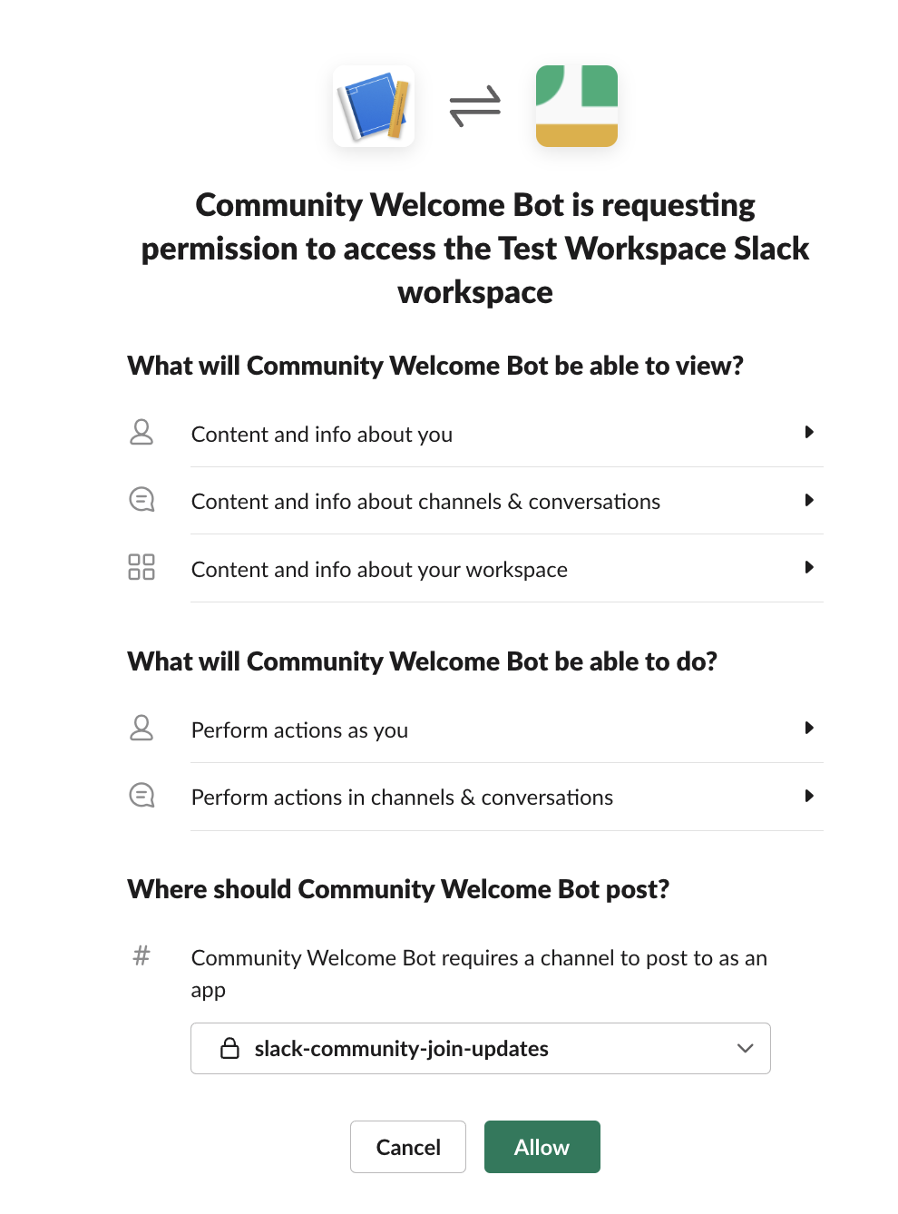 Installing Slack App to Workspace